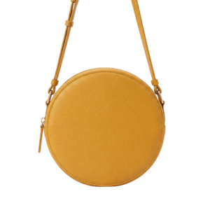 Ryuk Round Crossbody Bag in Mustard Leather | Medium